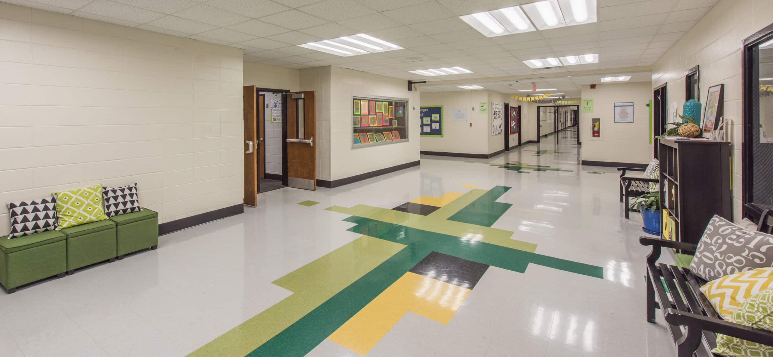 interior image of hallway in huddleson elementary school